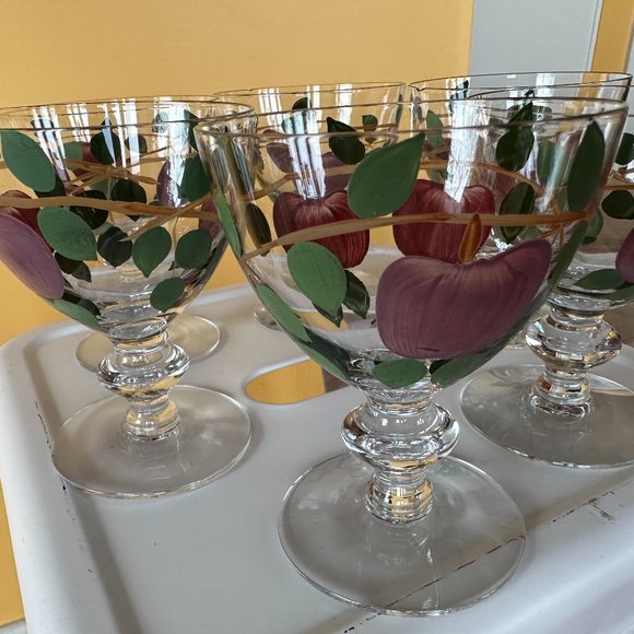 Franciscan Other - Lot of 8 of MCM Franciscan Apple Blossom painted glasses